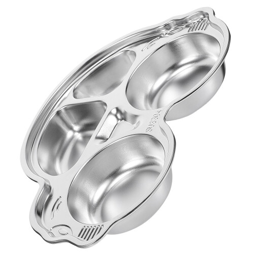 3Pièces Plateau Repas Enfants Acier Cartoon Argent Séparable 1