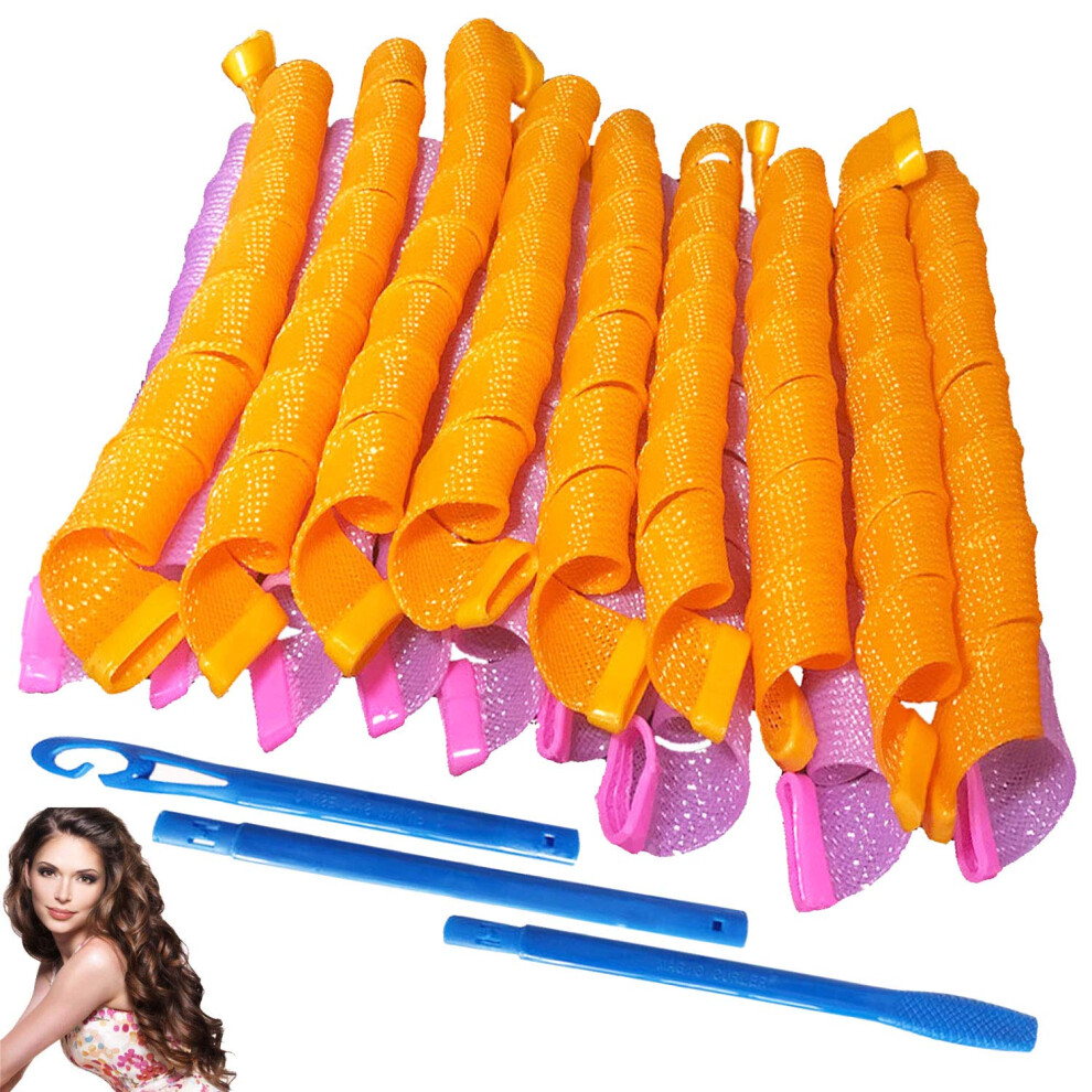 Heatless Hair Curlers Set for Extra Long Hair 18 No Heat Spiral Rollers with Styling Hook