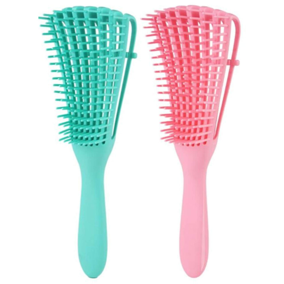 2 Piece Detangling Brush for Curly Hair 3a to 4c Thick Wet or Dry Hair Gentle Adjustable Bristles