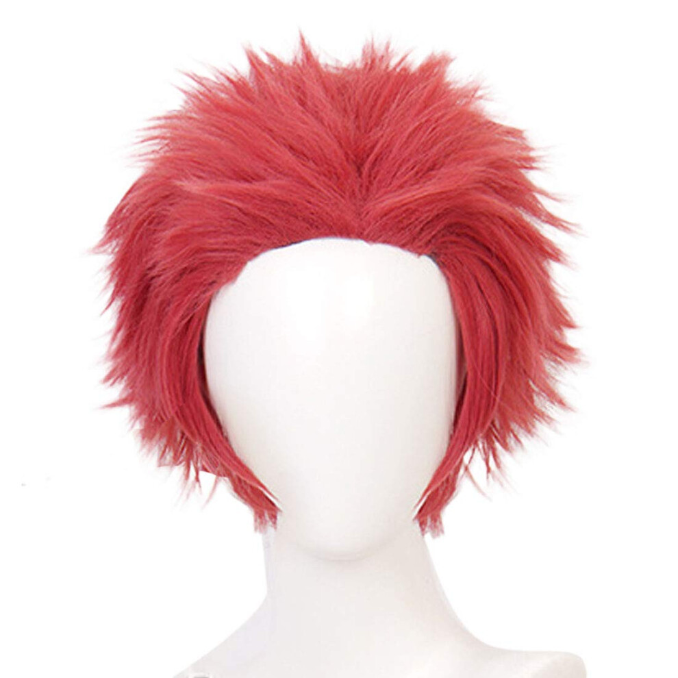 Unisex Red Short Wavy Cosplay Wig For Men With Animeaccurate Design And Heatresistant Fibers