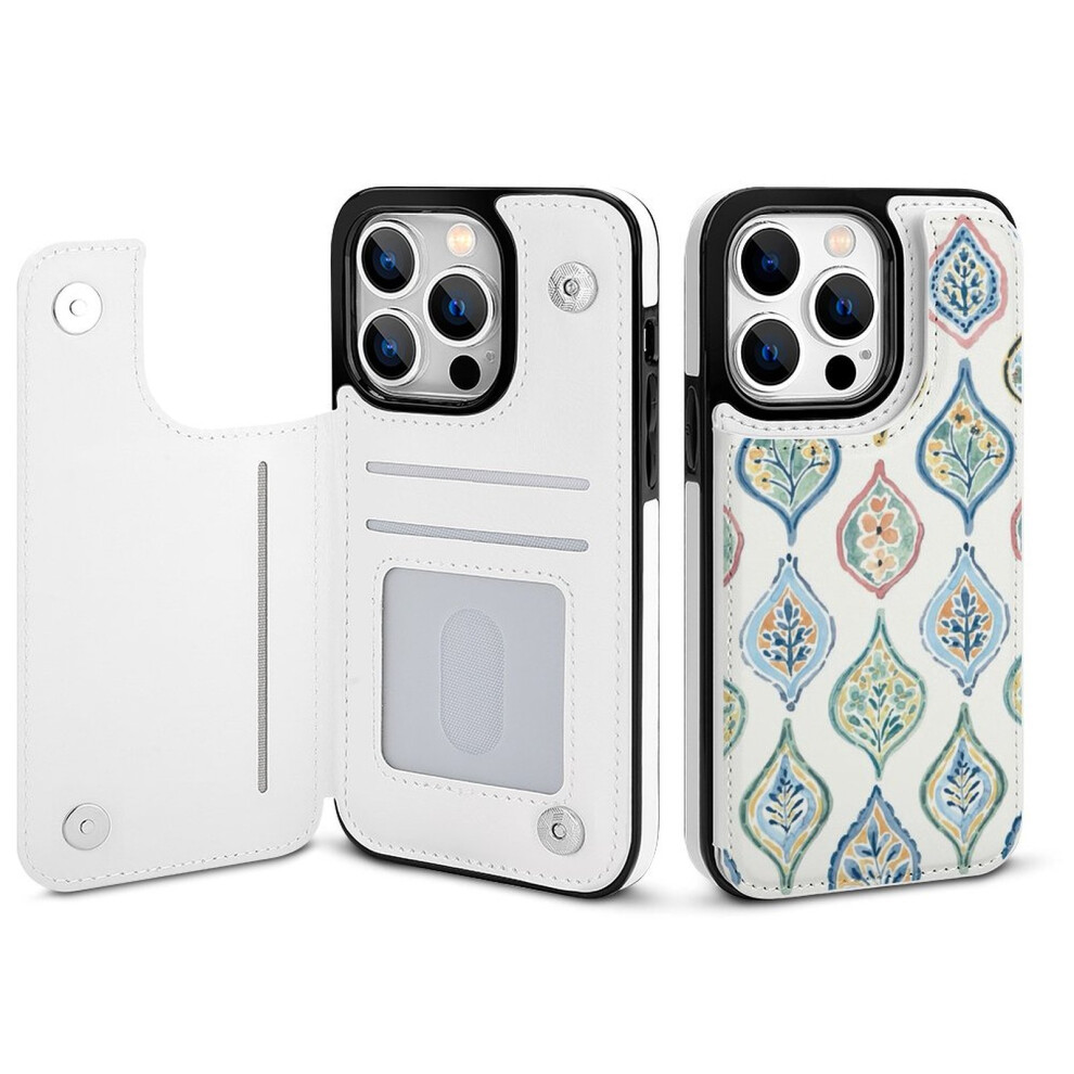 Bohemian Wallet Case For Iphone 14 Pro, Compatible With Card Holder & Kickstand, Pu Leather Folio With Double Magnetic Clasp & Shockproof Cover For 9048212581901