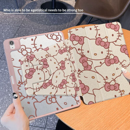 ipadair5προστατευτικό κάλυμμα HelloKitty cute pro11τριπλό υποδοχέα στυλό MINI6περιστρεφόμενο 2