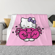 Deka Hello Kitty, flanelové fleecové přehozy, super měkké, útulné, teplé, plyšové povlečení na pohovku, obývací pokoj, ložnici -