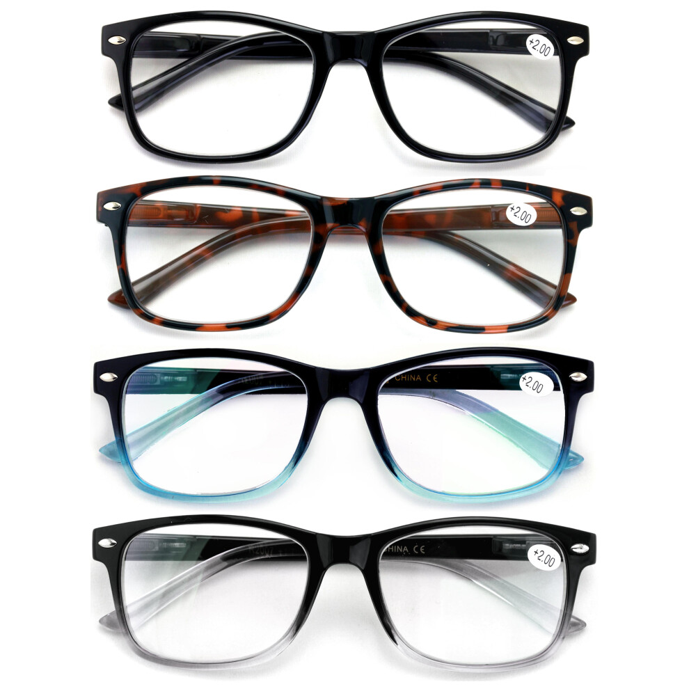 Blue/Light 4 Pair Reading Glasses Blocking, Filter Uv Ray/Glare Computer Readers Men Or Women +1.75