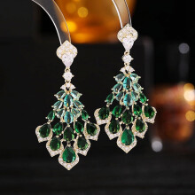 Pendientes de plata S925 con aguja, circonitas incrustadas, nuevo vestido de lujo ligero con estampado de pétalos en forma de gota de agua para la