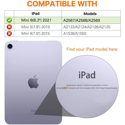 Προστατευτική θήκη συμβατή με iPad Mini 6ης γενιάς 8.3" 2021, ελαφριά, μαλακή, εύκαμπτη, 1