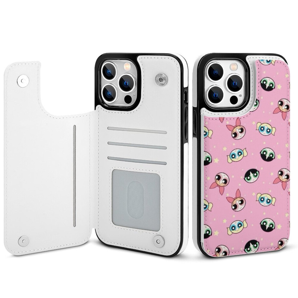 Powerpuff Girls Compatible Iphone 14 Pro Max Wallet Case With Card Holder, Pu Leather Folio Case With Kickstand & Magnetic Clasp 9191629128105