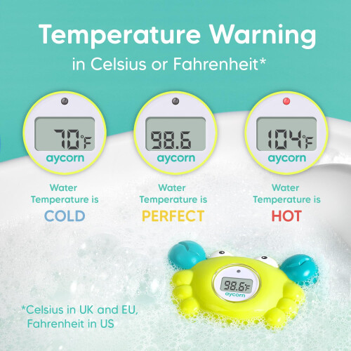 Θερμόμετρο Μπάνιου Μωρού - Fahrenheit, Συμβατό με Όλα τα Μπάνια Μωρού - Οθόνη LED, 2