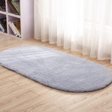 Ovaler, dicker Plüschteppich für Wohn- und Schlafzimmer – Grau, 100 x 200 cm