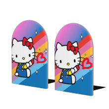 2er-Pack Hello Kitty Buchstützen, niedliche Cartoon-Buchstopper, robuste Premium-Metall-Buchstützen, dekorative Buchstützen für Kinderzimmer,