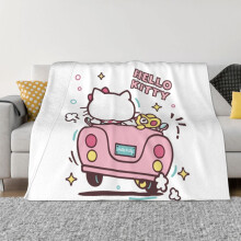 Blaincéad Hello Kitty, Blaincéid Chaithimh Lomra Flannáin, Bog agus Te, leapa Plush, don Tolg, Seomra Maireachtála, Seomra Leapa - 40"X30"