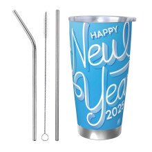 Felice Anno Nuovo 2025 - Tazza termica da viaggio in acciaio inox da 20 oz con coperchio