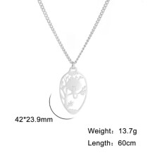 Collana RSAMD in acciaio inossidabile con albero della vita, cervo, luna e gatto, collana con catena, gioiello regalo - gatto in acciaio