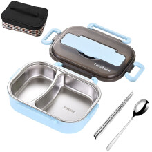 Schulstart-Angebote! Fnyoxu Thermoisolierte Bento-Box mit Geschirrset – Tragbare Lunchbox für Schüler