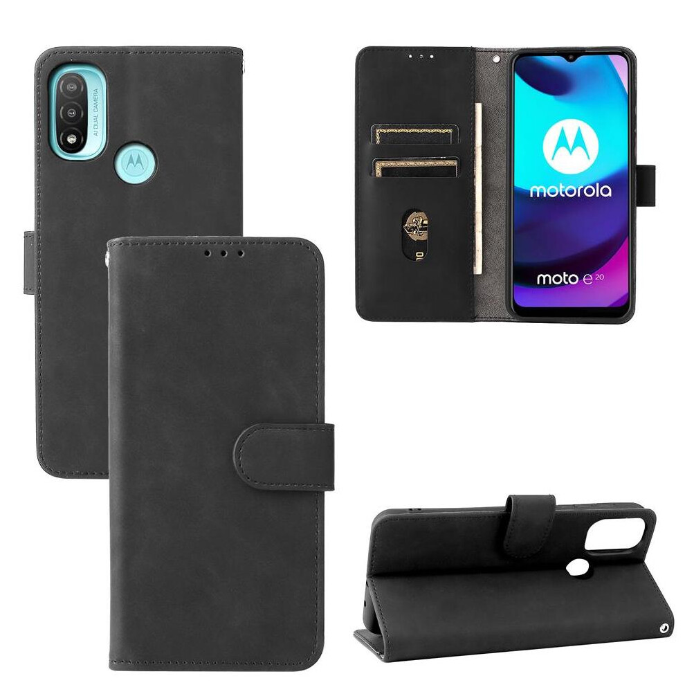 Case For Motorola Moto E20 Card Insertion With Card Holder Kickstand Protective Cover Leather Folio Flip Case Full Protection 9048212665991