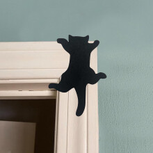 Maisiúcháin Fráma Doras Cat Dubh Hariumiu3Pcs, Scáthchruth Cat Crochta Adhmaid Tromshaothair Oíche Shamhna le haghaidh Imeall Doras, Ornáid Barr