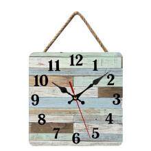 10 Inch Wooden Wall Clock Silent Non-Ticking, Battery Operated, Vintage Round Rustic Coastal Decor for Home Kitchen Living Room Office