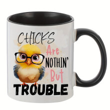 1pc 11.1oz/330ml Creative Cute Chicken Printed Ceramic Mug Cup, Portable Coffee Cup With Gift Box, Suitable For Outdoor Camping, Picnic, Travel