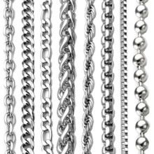 Collana a catena a maglie intrecciate in acciaio inossidabile placcato argento da uomo e donna rygai2-9mm, 2mm21inch #1Ovale