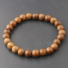 Pulseiras femininas RSAMD Fashion8MM com pingentes de madeira em várias camadas e fecho elástico para homens.
