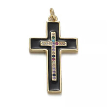 RSAMD Fashion Cross Charms per forniture di creazione di gioielli Ciondolo in oro con pavé di zirconi - 6