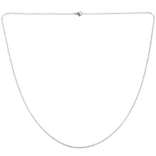 Collana da donna con catena, in acciaio inossidabile, con ciondolo a forma di "O", colore argento – larghezza 2 mm – lunghezza 65 cm