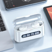 Căști wireless cu Bluetooth 5.2, latență redusă, sunet stereo, reducere a zgomotului, afișaj digital și funcție de baterie externă