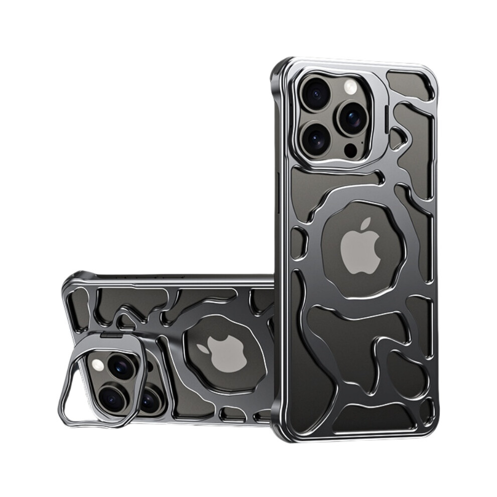 Aluminum Alloy Case For Compatible With Iphone 16 Pro Max Slim Frameless Metal Anti-Fall Case 15 Pro Hollow Out 14 13 Pro Max Heat Dissipation 9048212723271