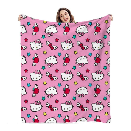 Hello Kitty Kawaii Ροζ Φανελένια Κουβέρτα Κινούμενα Σχέδια Κουβέρτα Κλιματισμού για