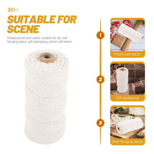 1 rollo de cuerda de algodón para manualidades, proyectos de bricolaje, cuerda de algodón para tejer, cuerda de algodón. 1