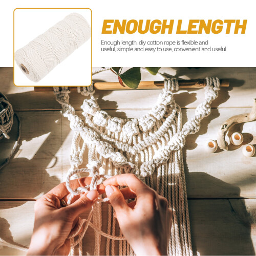 1 rollo de cuerda de algodón para manualidades, proyectos de bricolaje, cuerda de algodón para tejer, cuerda de algodón. 2
