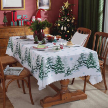 Juledug - Vaskbart vævet juleborddæksel til køkken, sofabord, havebord, lang dekorativ dug, kompatibel med jul