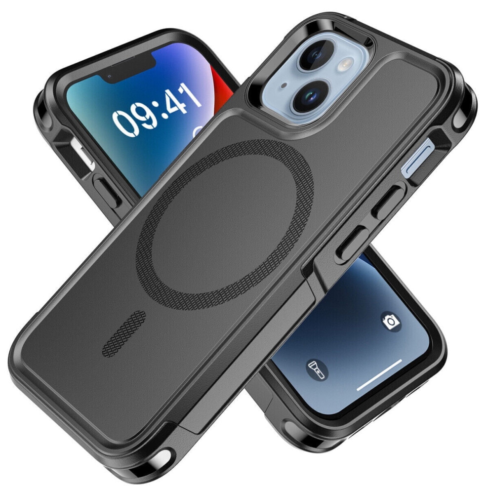 Magsafe Compatible Case For Compatible With Apple Compatible With Iphone 14 Shockproof Heavy Duty Rugged Magnetic Cover Black 9048212996446