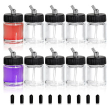 10 Pack Glass Airbrush Bottles Kit, 22Cc Empty Airbrush Jars, Clear Airbrush Paint Storage Pot with 10Pcs Cap Covers