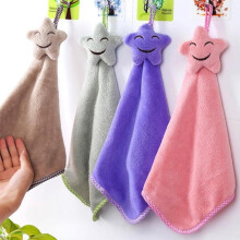 Besufy Kitchen Bathroom Star Hand Towel Soft Kids Wipe Hanging Cute Cartoon Towel Pink