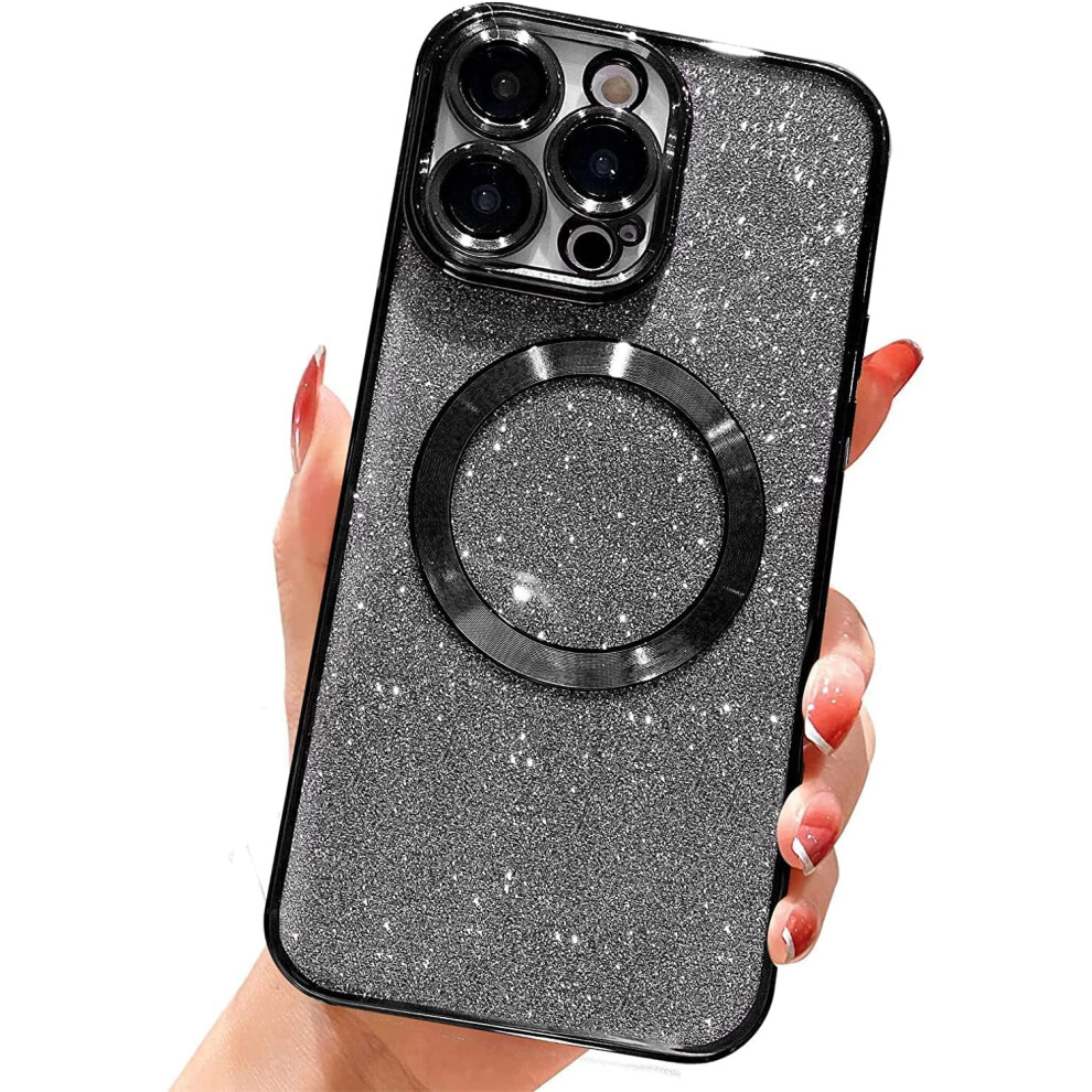 Compatible With Iphone 11 Pro 5.8" Magnetic Glitter Case, Magsafe Compatible, Cute Luxury Plating Bling Clear Shockproof Protective Case - Black 9338982164740