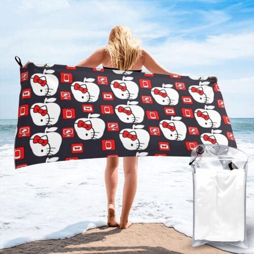 Πετσέτα θαλάσσης από μικροΐνες Hello Kitty - Μαλακή, φορητή, στεγνώνει γρήγορα για