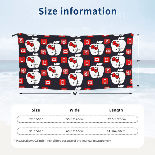 Πετσέτα θαλάσσης από μικροΐνες Hello Kitty - Μαλακή, φορητή, στεγνώνει γρήγορα για 2