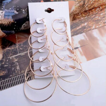 RSAMD6 pares/set Pendientes de aro grandes redondos estilo huggie para mujer - oro rosa
