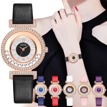 Jacenvly Linjie Damen-Quarzuhr mit Lederarmband, analoges Uhrenset – Muttertagsgeschenk für Frauen/Männer