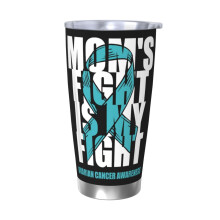 Copo térmico portátil de aço inoxidável de 590ml (20oz) para viagem, com tampa, em homenagem ao mês de conscientização sobre o câncer de