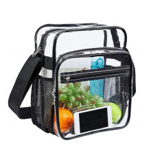 XOAIHY Nieuwe transparante PVC-crossbodytas, extra grote doorzichtige make-uptas, geschikt voor reizen en dagelijks gebruik (zwart)