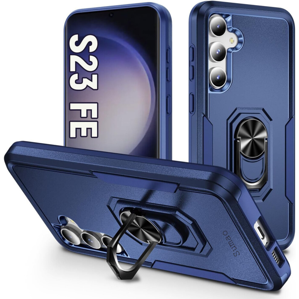 Sumao Compatible With Samsung Galaxy S23 Fe Case For Stand Heavy Duty Drop Protection Rugged Shockproof Case- Blue 9191629659128