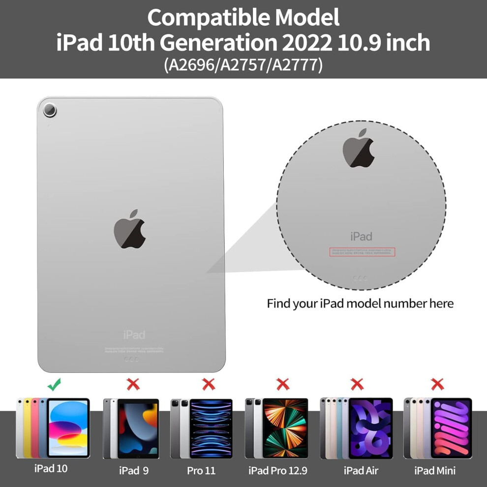 Case For Compatible With Ipad 10Th Generation With Keyboard, 10.9 Inch Compatible With Ipad 10 Case 2022 With Pencil Holder, Wireless Keyboard Case 9191629658879