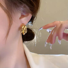 RSAMD1Par de pendientes de botón geométricos exagerados de metal con diseño minimalista para mujer-A6