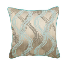 Housse de coussin 56 x 56 cm bleue, housse de coussin décorative en soie avec fermeture éclair, motif abstrait moderne fait main - Illusions de