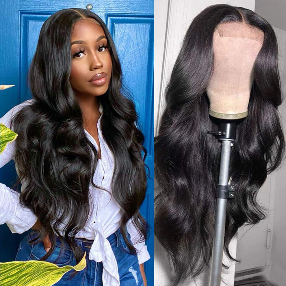 Unisex Body Wave Lace Front Wig Brazilian Virgin Human Hair 150% Density Pre Plucked Baby Hair 22Inch