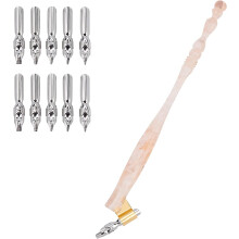 Comic Nib Pen Holder Set, Compatible with Manga G-Pen Nibs, Oblique Calligraphy Pens, Resin Handle, 10PCS Replacement Tips for Drawing, Writing,