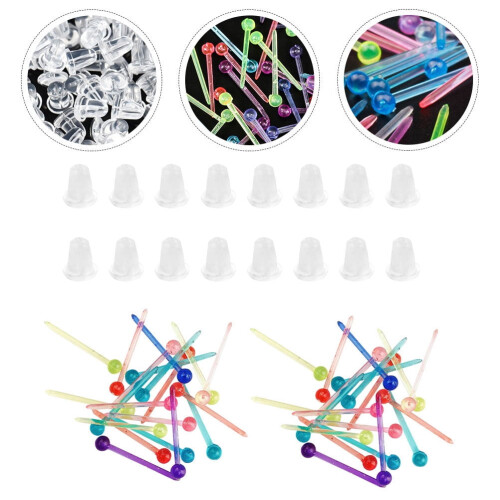 Earring Ear Clear Posts Retainer Invisible Studs Stud Earrings Plastic Blank Rubber Pin Tragus Hole Stoppers Nose Bone 1