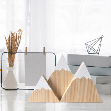 3 Pcs Mountain Shelf Decor Set - Wood Signs Compatible with Farmhouse & Nursery, Rustic Table Centerpiece (Beige)